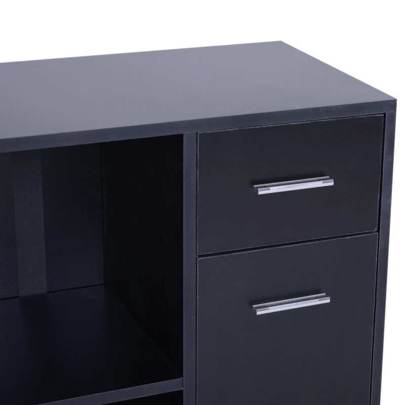 HOMCOM 180 Degree Rotating Corner Desk L- Shaped Table Home Office Workstation Black