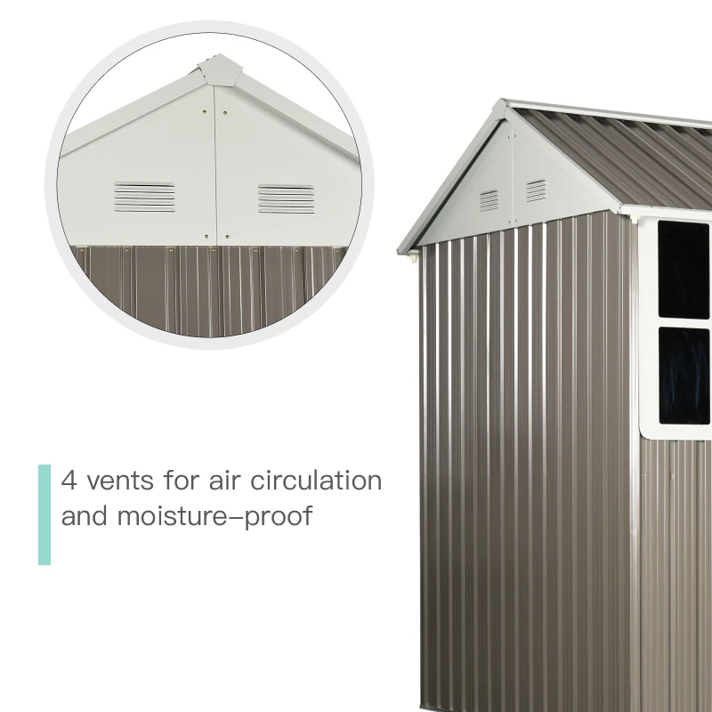 Outsunny 8x6ft Corrugated Steel Plate Garden Shed w/ Window Grey