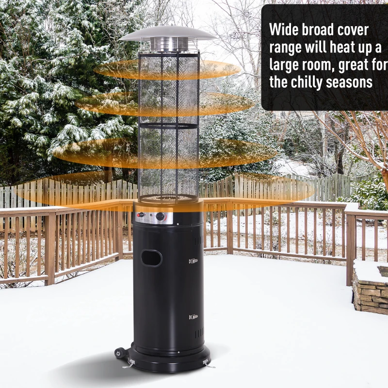 Outsunny 11KW Portable Patio Heater W/Wheels, Stainless Steel-Black