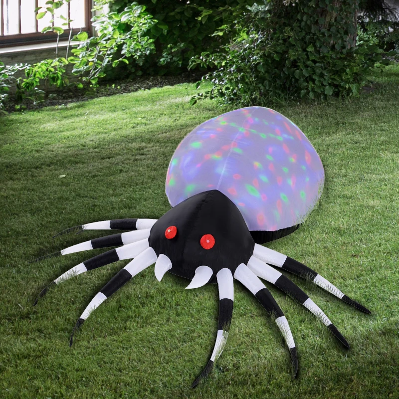 HOMCOM Inflatable Halloween Spider Outdoor Decoration w/ LED Lights 200cm