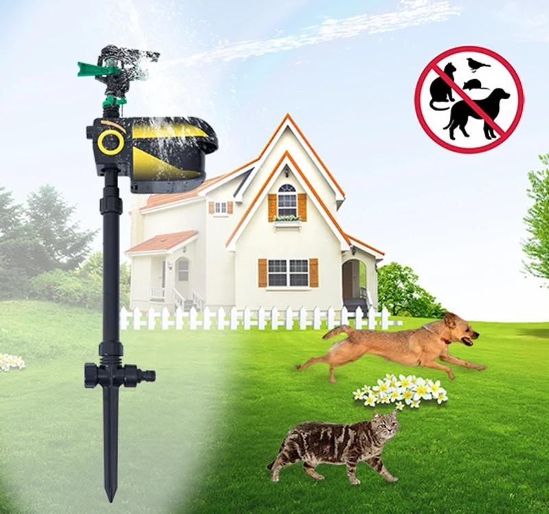 PawHut ABS Movement Sensor Water Sprinkler Garden Animal Repellent Black