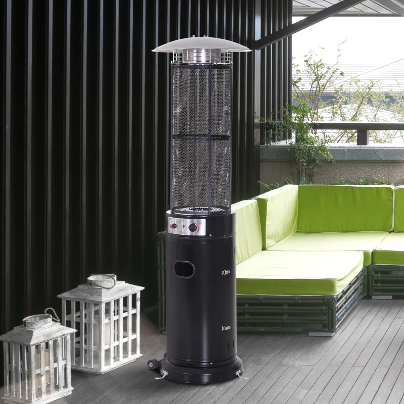 Outsunny 11KW Portable Patio Heater W/Wheels, Stainless Steel-Black