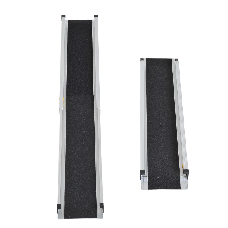 HOMCOM 2-piece 6 FT Wheelchair Ramp Lightweight Retractable Aluminum Skidproof PVC Carpeted