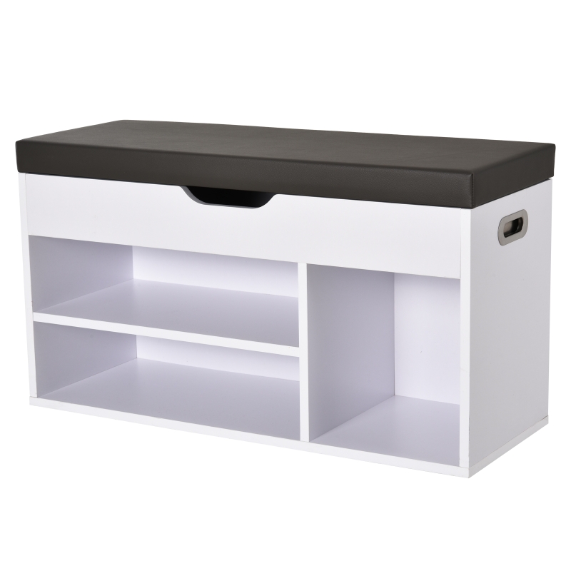 HOMCOM MDF Entry Way Shoe Storage Ottoman White