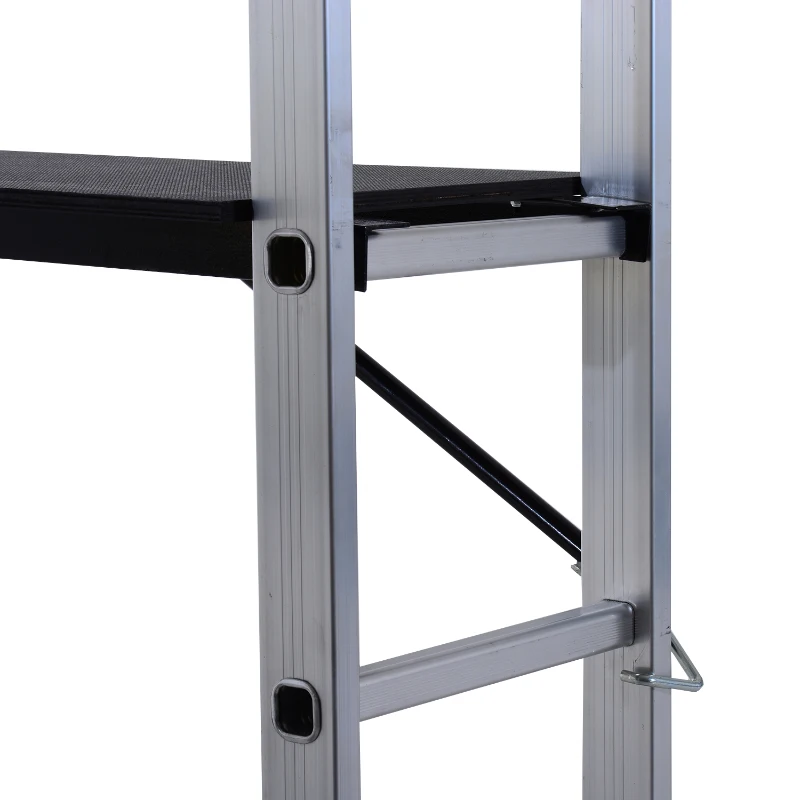 HOMCOM 140 cm Folding Aluminum Ladder A-type-Silver
