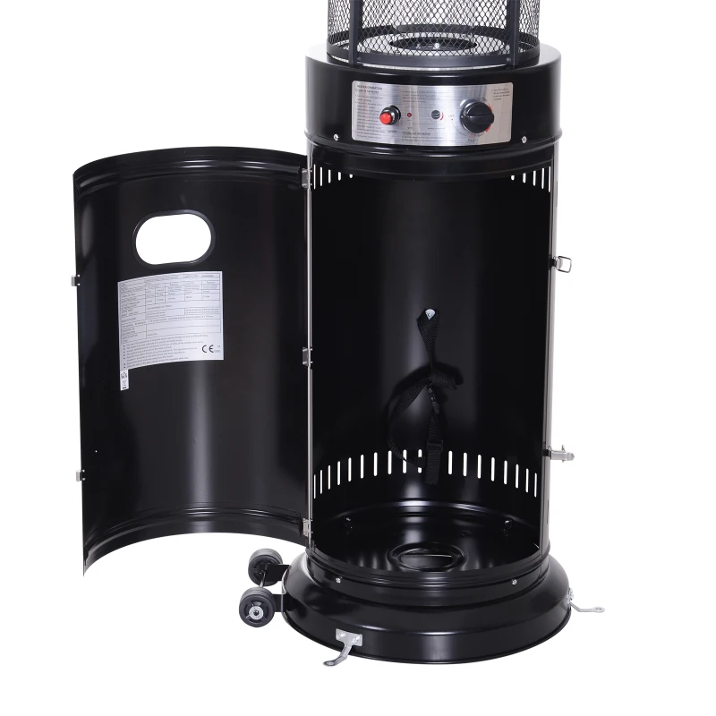 Outsunny 11KW Portable Patio Heater W/Wheels, Stainless Steel-Black