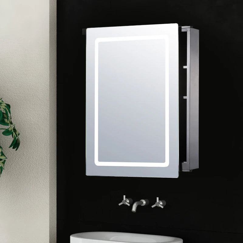 HOMCOM 76L×53W×13T cm LED Mirror Cabinet-Silver