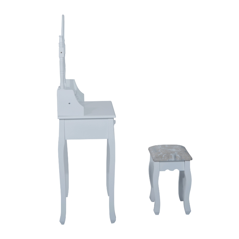 HOMCOM 4-Drawers Dressing Table Set W/ Mirror & Stool-White