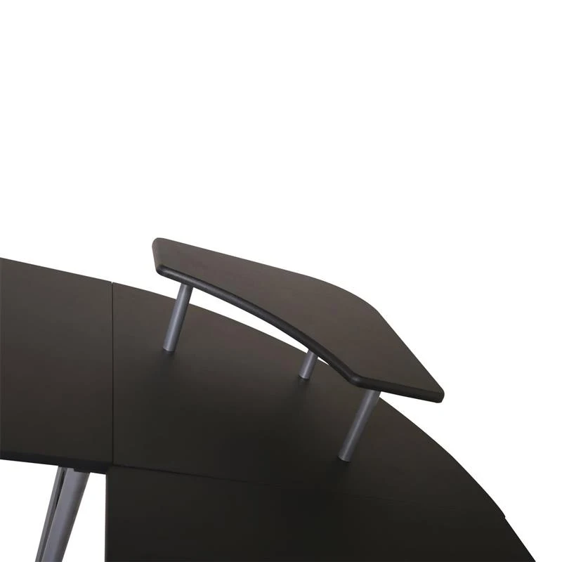 HOMCOM MDF L-Shaped Corner Home Office Desk w/ Steel Panels Black