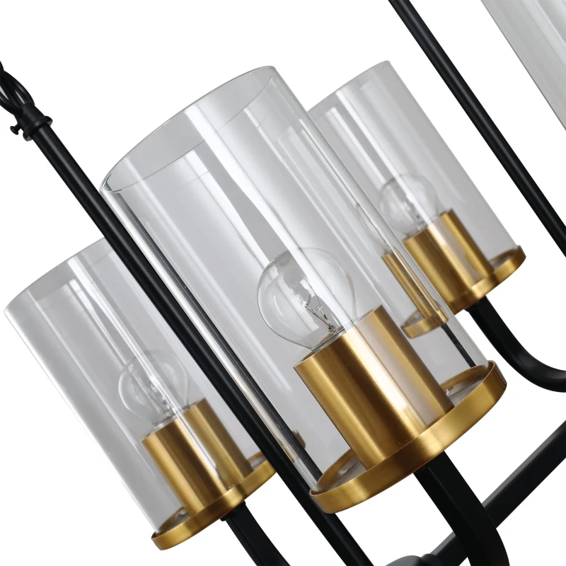 HOMCOM Steel Frame 6 Glass Light Ceiling Pendant Black/Gold