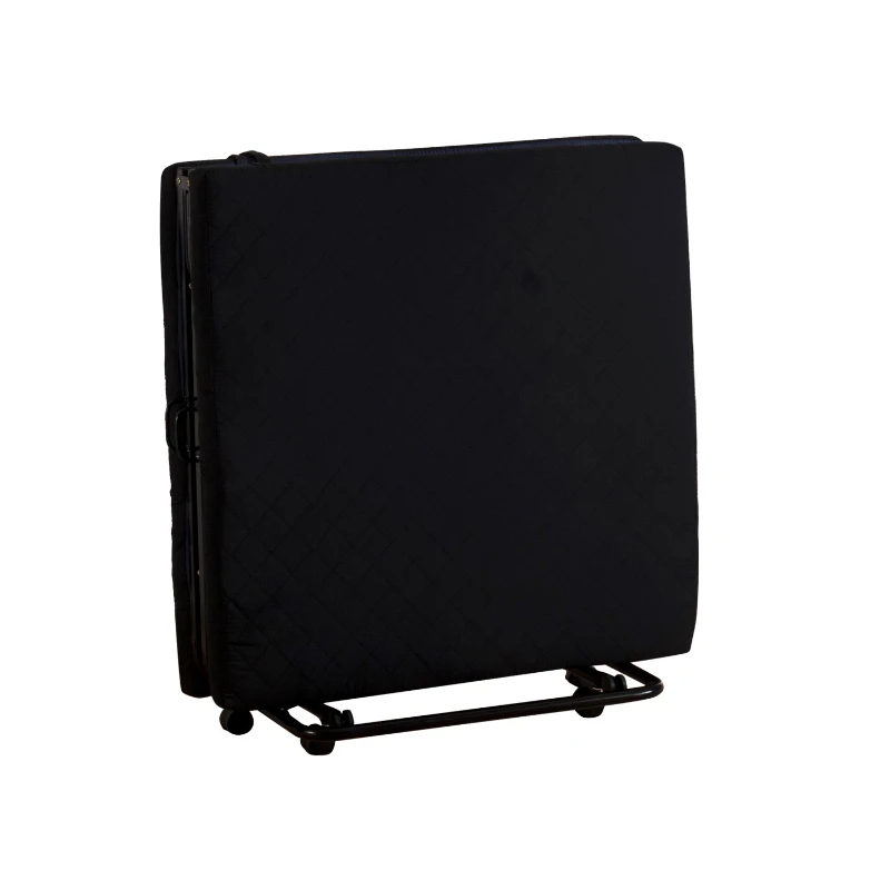 HOMCOM Foldable Fabric Couch, 3 Seats, w/wheels-Black