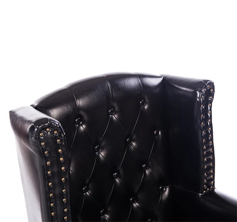 HOMCOM PU Leather Vintage Style High Back Armchair-Black