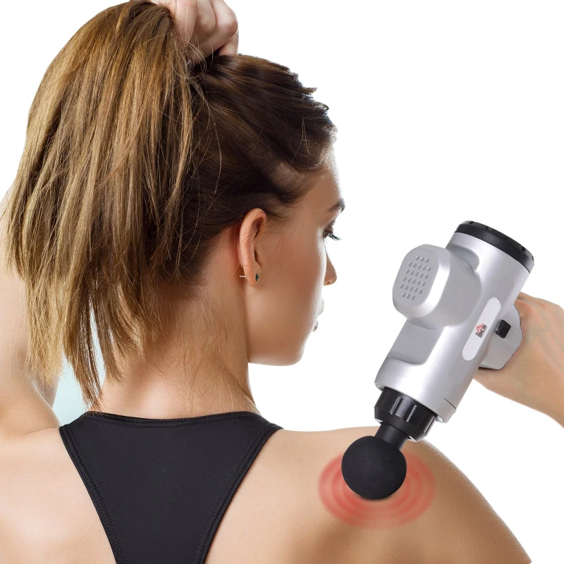 HOMCOM Silica Gel 6-Head 20-Level Intensity Handheld Electric Massager Black