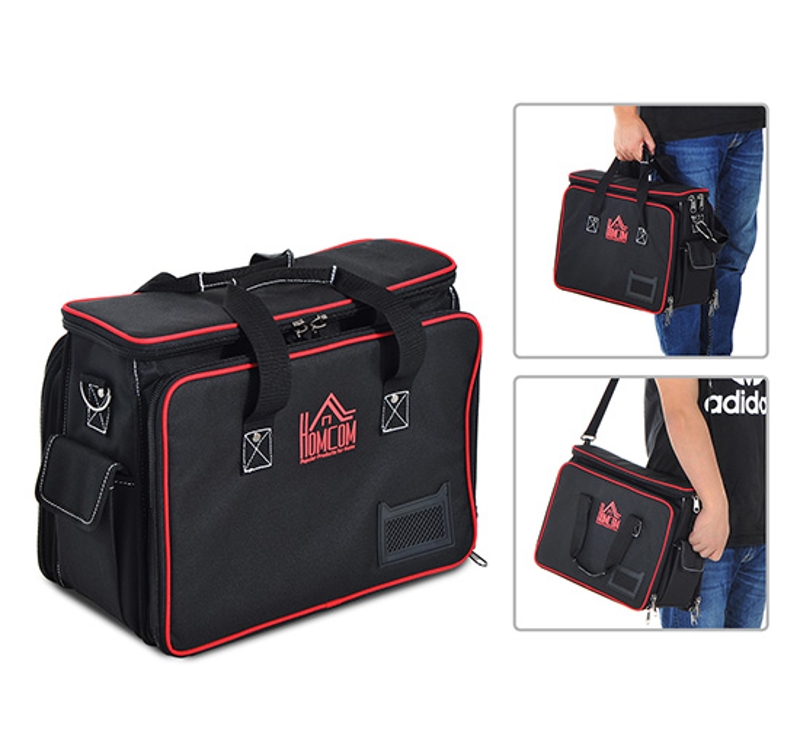 HOMCOM 600D Polyester Heavy Duty Tool Organiser Storage Bag Black