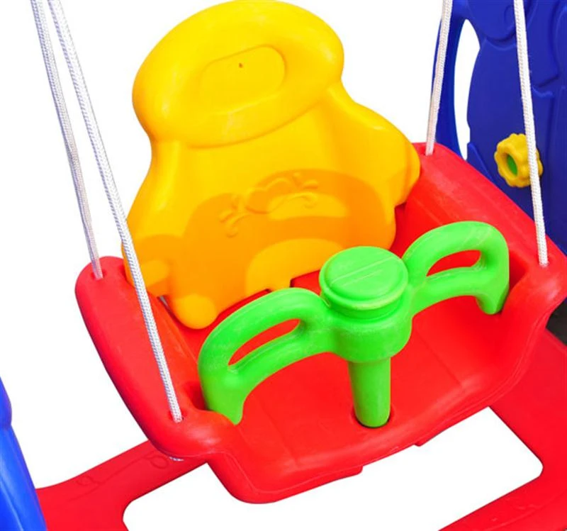 HOMCOM Kids Garden Playground W/ Swing Slide and Basketball Hoop-Red/Blue