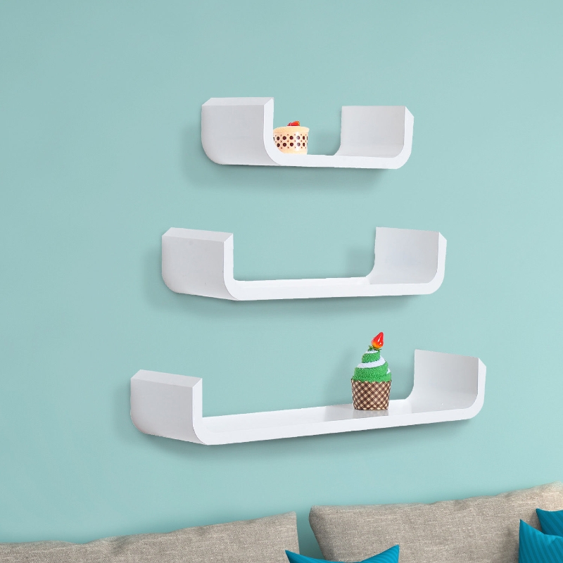 HOMCOM 3 pcs U Shaped Shelves Set-White
