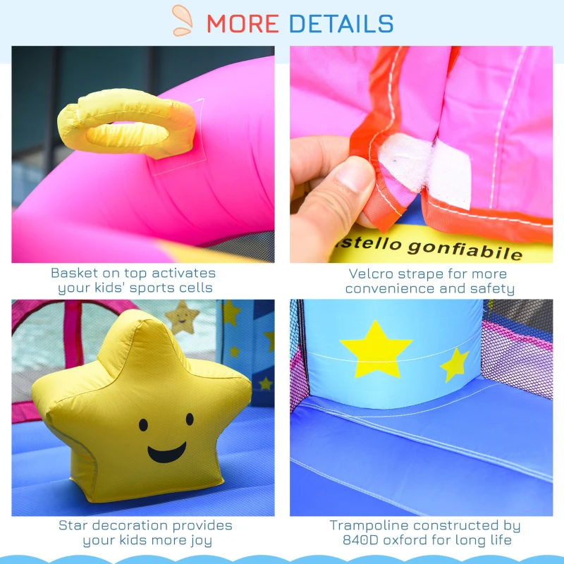 Outsunny Bounce Castle Inflatable Trampoline Octopus Design L200*W200*H210CM