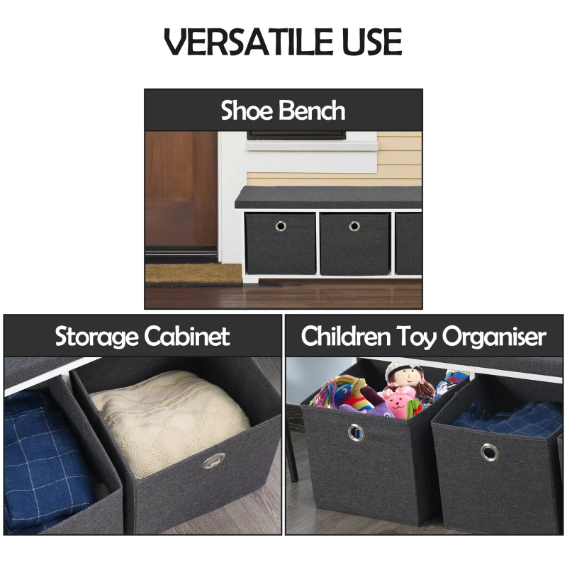 HOMCOM MDF 3-Drawer Shoe Storage Bench White/Grey