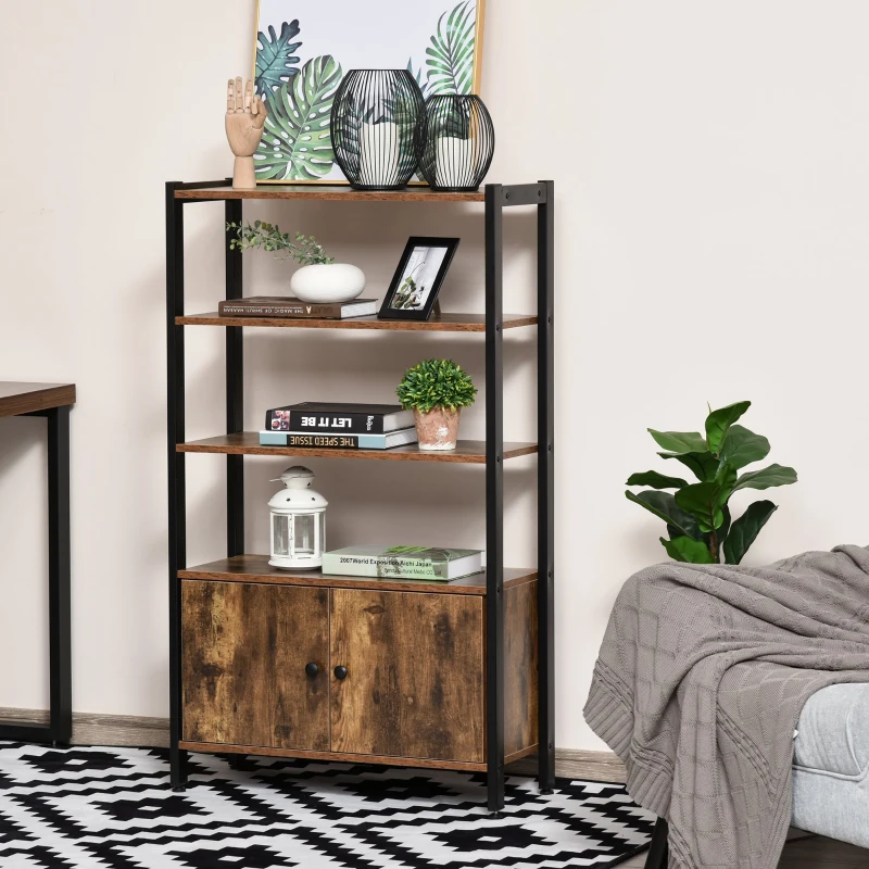HOMCOM Multifunctional Bookshelf Storage Cabinet Bookcase w/ Display Shelves & Cupboard