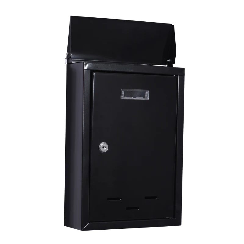 HOMCOM Wall Mounted Metal Letterbox W/2 Keys, 24Lx9.5Wx35.5Hcm-Black
