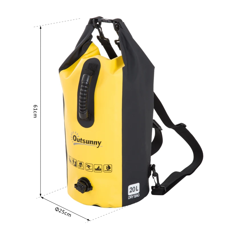 Outsunny Dry Bag, 20L, PVC-Yellow