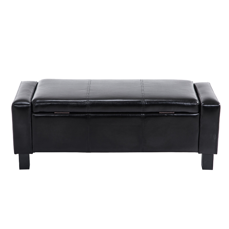 HOMCOM PU Leather Upholstered MDF Ottoman Storage Bench Black