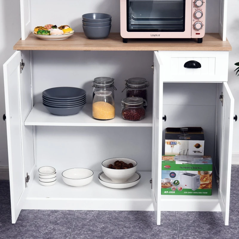 HOMCOM Unit Cabinet Drawer Storage Pantry Home White 180x101cm Freestanding Kitchen Cabinet