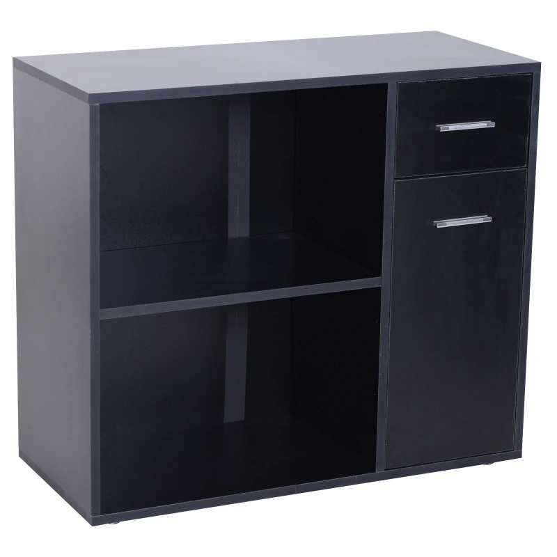 HOMCOM 180 Degree Rotating Corner Desk L- Shaped Table Home Office Workstation Black