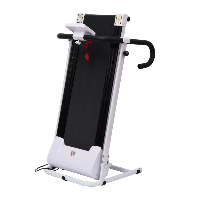 HOMCOM Steel Folding Motorized Home Treadmill w/ LCD Monitor White