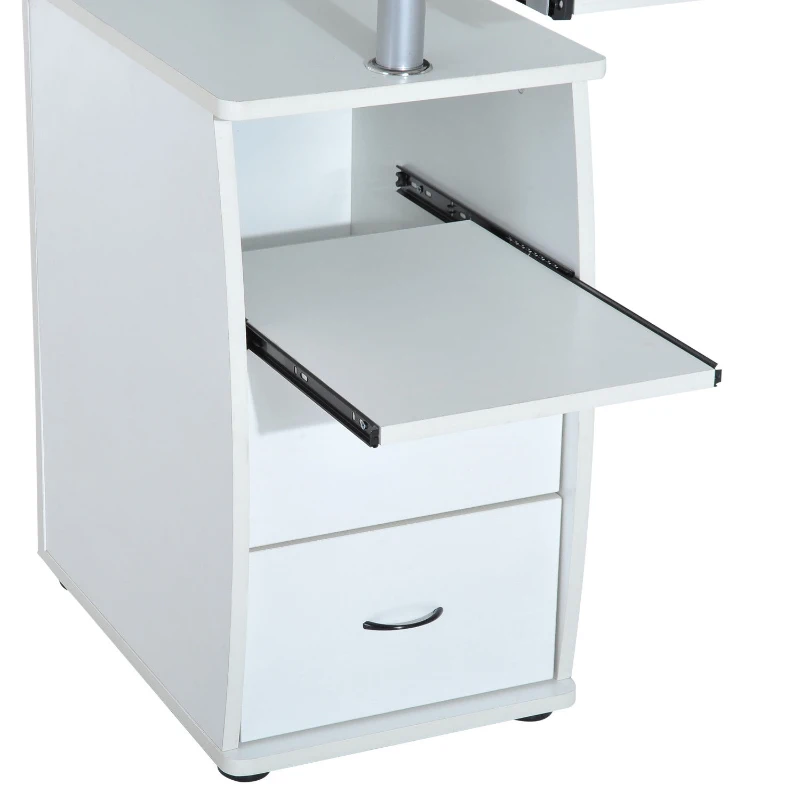 HOMCOM MDF Multi-Level Home Office Workstation Desk with Drawers White