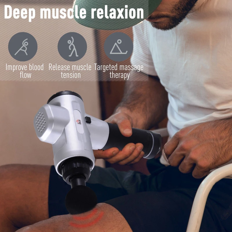 HOMCOM Silica Gel 6-Head 20-Level Intensity Handheld Electric Massager Black