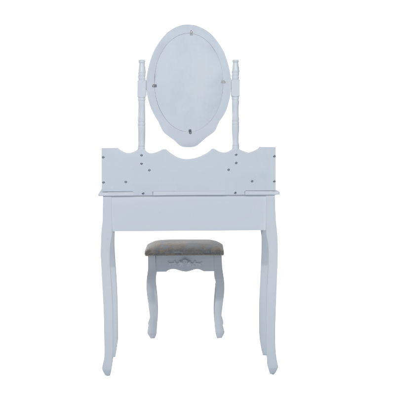 HOMCOM 4-Drawers Dressing Table Set W/ Mirror & Stool-White