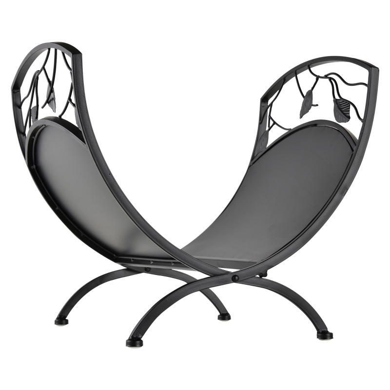 Outsunny Iron Arched Opaque Log Rack Black