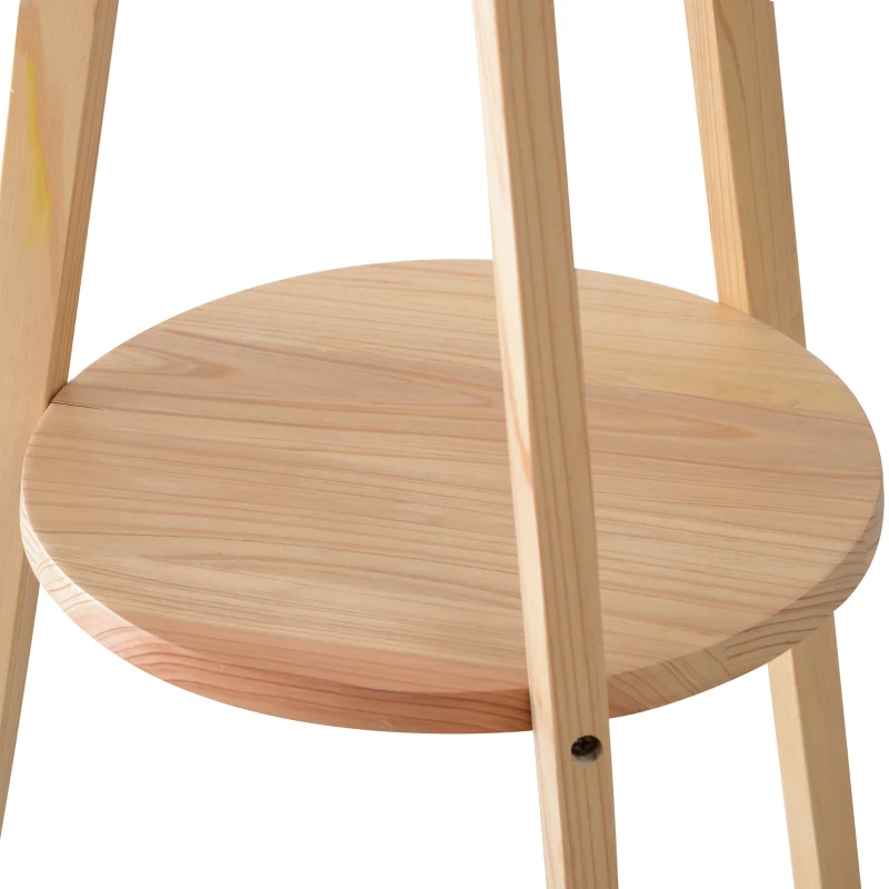 HOMCOM Mid Century Floor Lamp, Free Standing Bedside Light Tripod Holder Storage Shelf Linen Shade