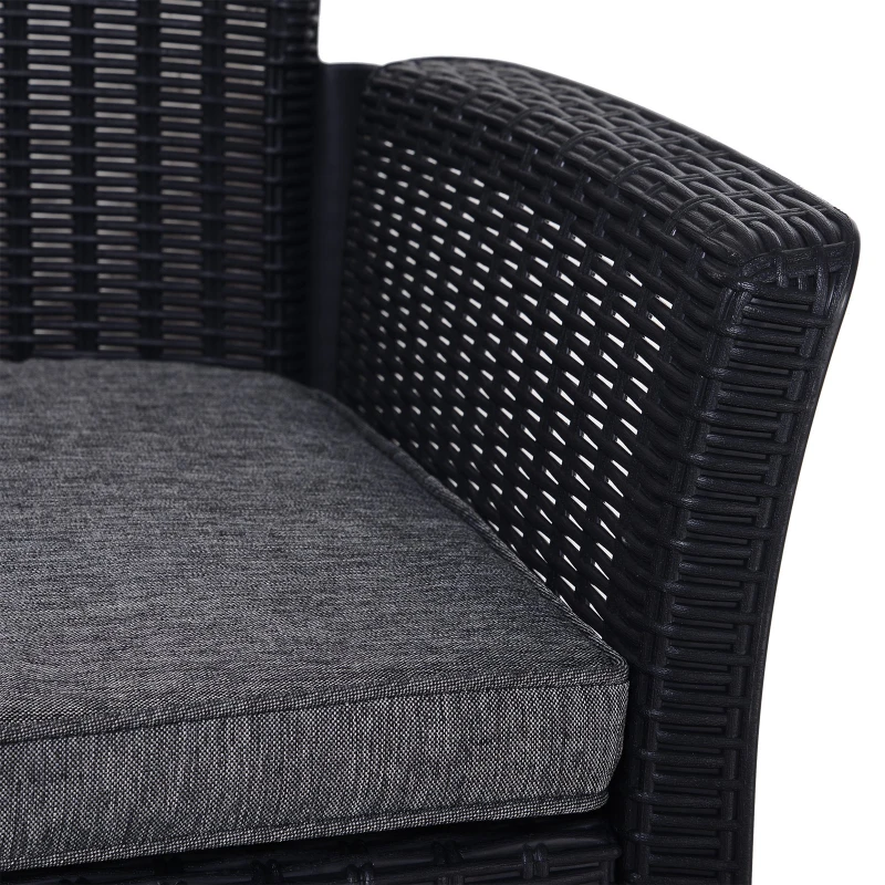 Outsunny 3-Piece Outdoor Garden Rattan Bistro Set Black