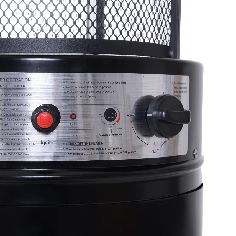 Outsunny 11KW Portable Patio Heater W/Wheels, Stainless Steel-Black