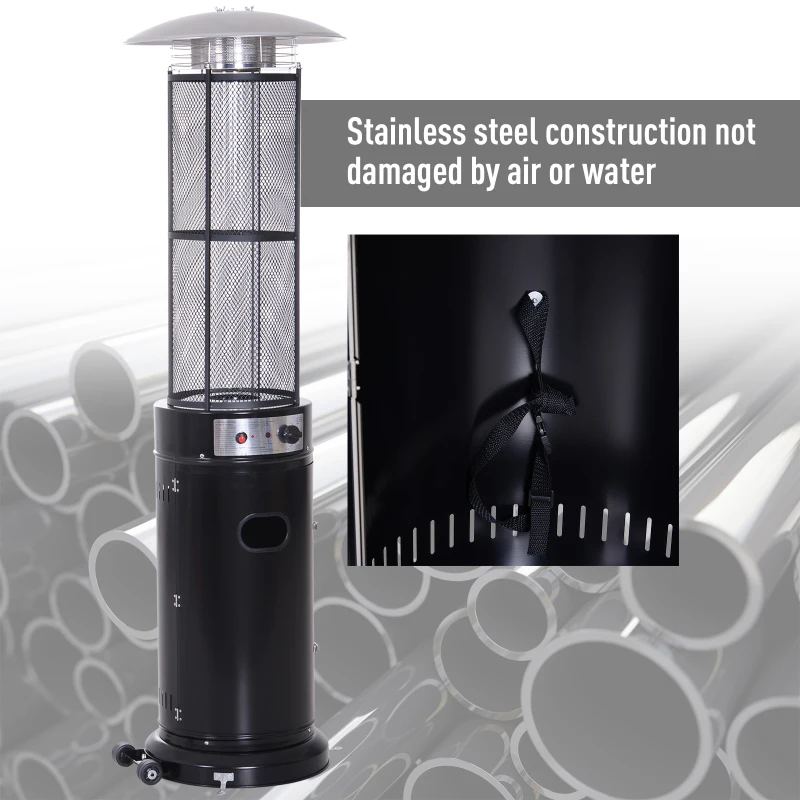 Outsunny 11KW Portable Patio Heater W/Wheels, Stainless Steel-Black
