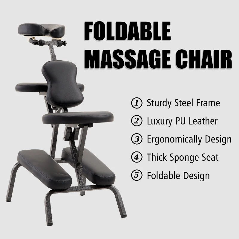 HOMCOM Foldable Massage Chair, Steel-Black