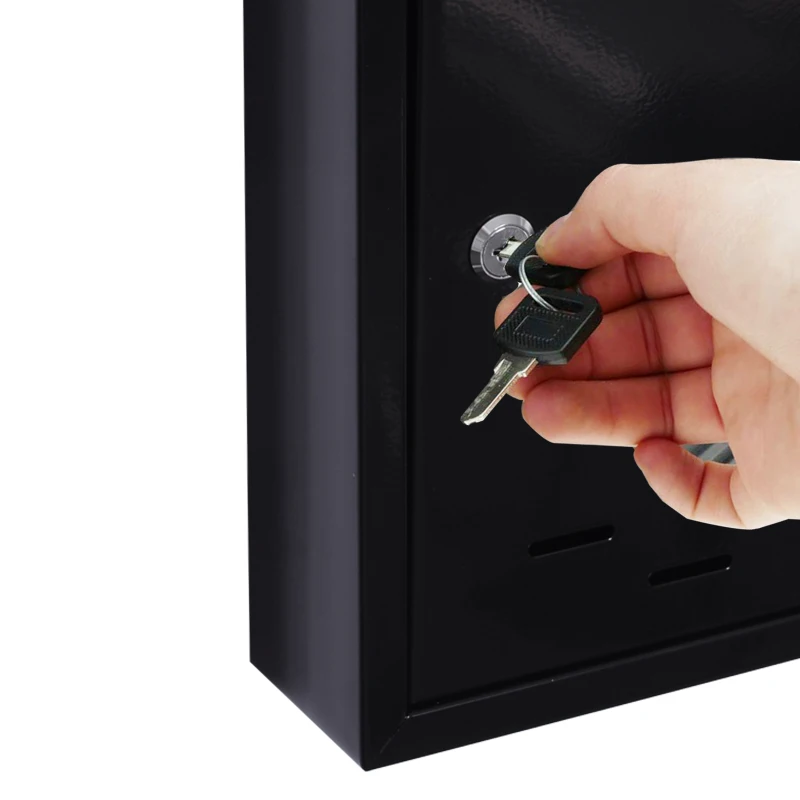 HOMCOM Wall Mounted Metal Letterbox W/2 Keys, 24Lx9.5Wx35.5Hcm-Black