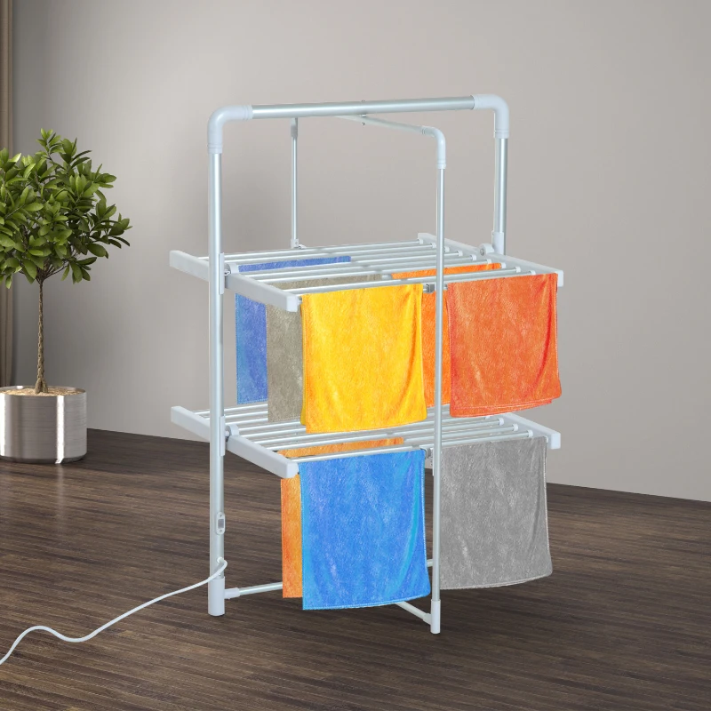 HOMCOM 2-Tier Indoor Electric Heated Clothes Airer-Silver