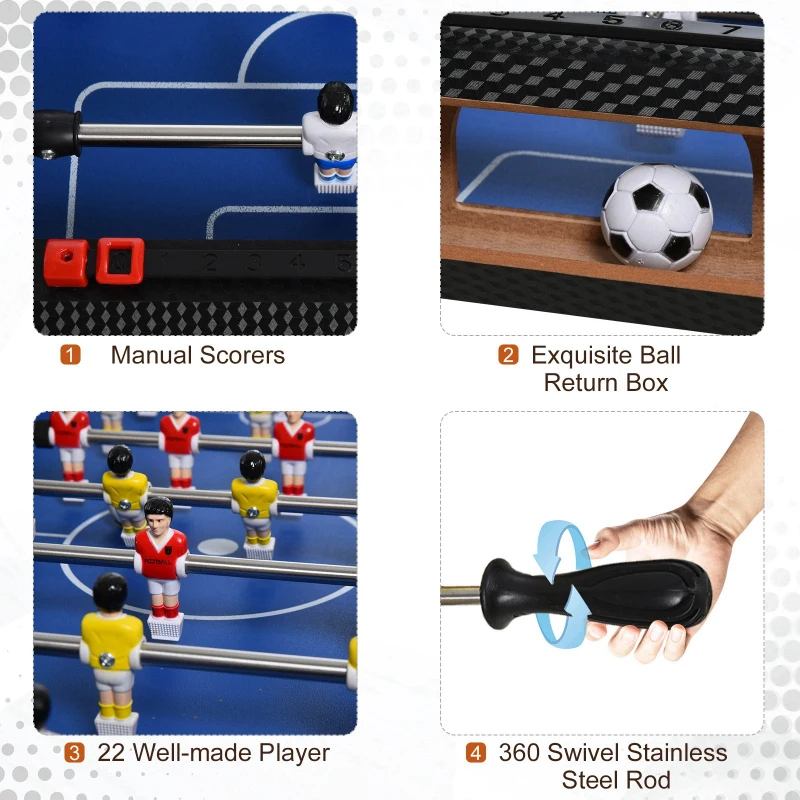 HOMCOM 2ft Indoor MDF Football Table-Top Blue