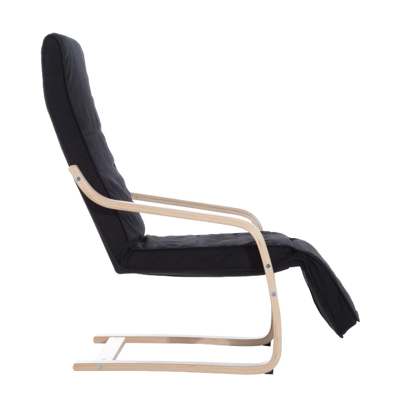 HOMCOM Wooden Lounger Rocking Armchair with Adjustable Footrest Black