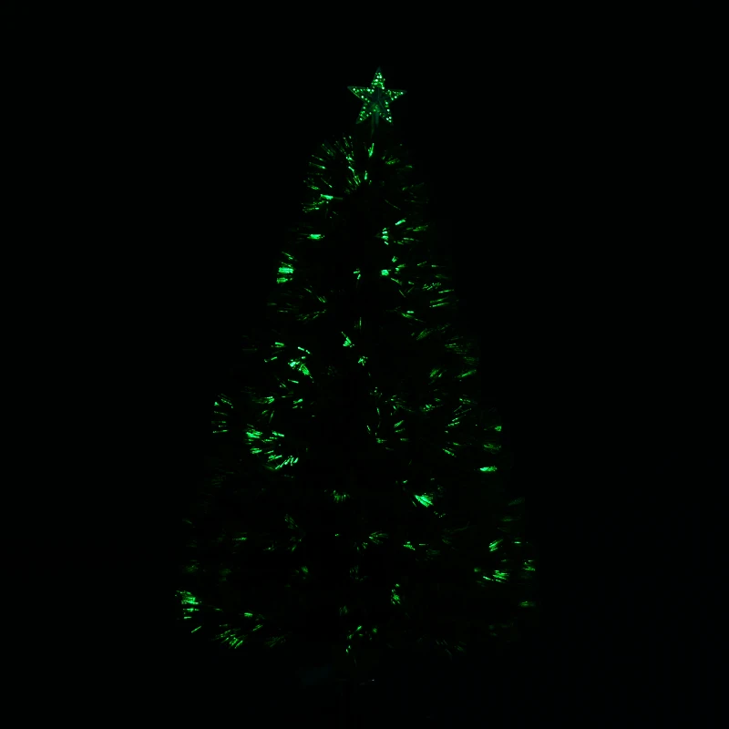 HOMCOM 4FT Pre-Lit Fibre Optic Artificial Christmas Tree Holiday Xmas Décor with Tree Topper Multi-Colour