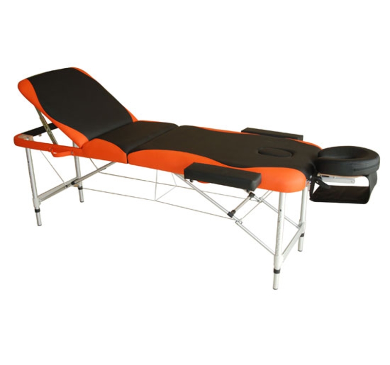 HOMCOM Professional Portable Massage Table W/Headrest-Black/Orange