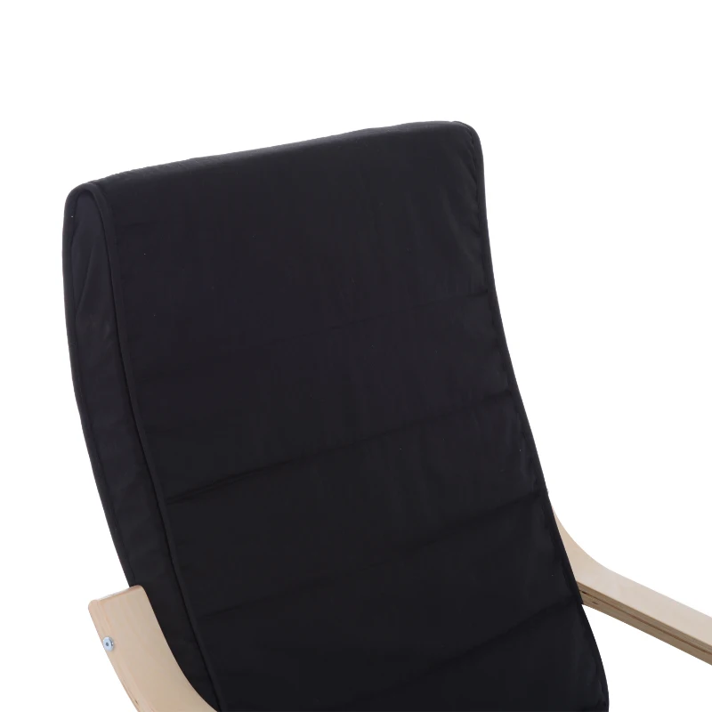 HOMCOM Wooden Lounger Rocking Armchair with Adjustable Footrest Black