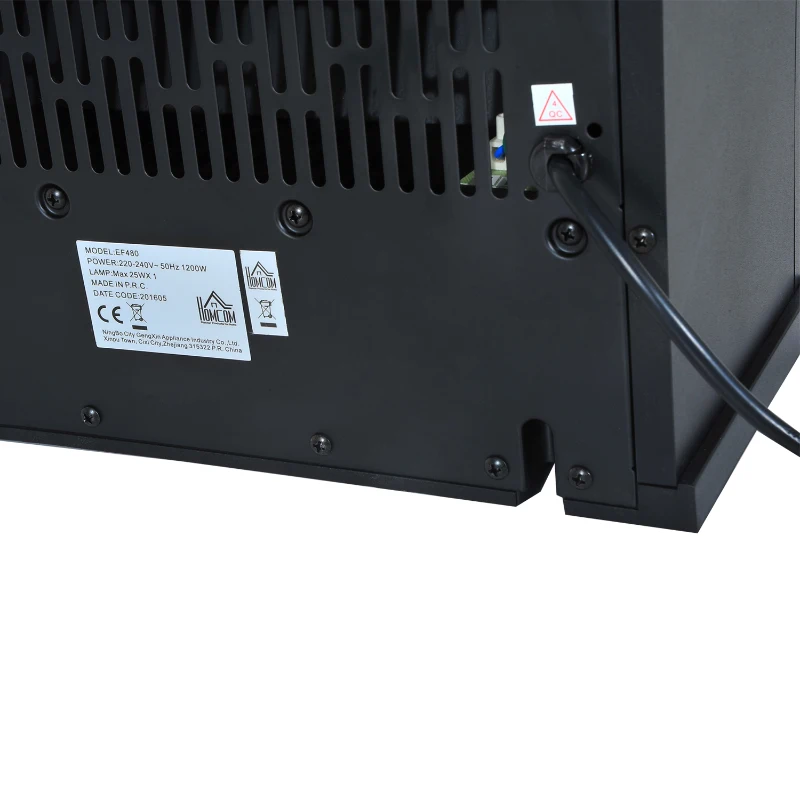 HOMCOM Fire Wood LED Flame Electric Fireplace-Black