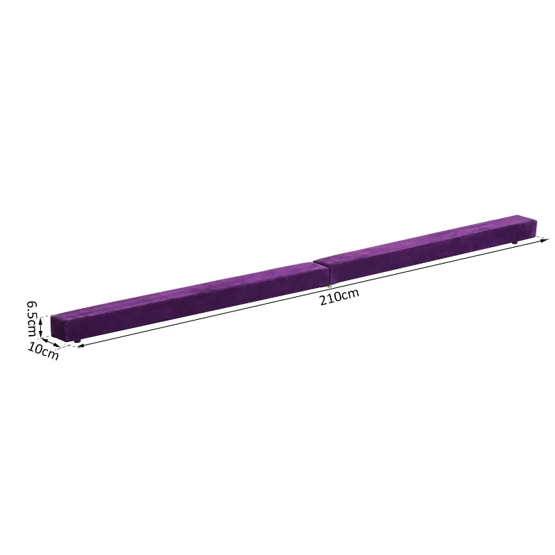 HOMCOM Suede Upholstered Wooden Folding Balance Beam Trainer Purple
