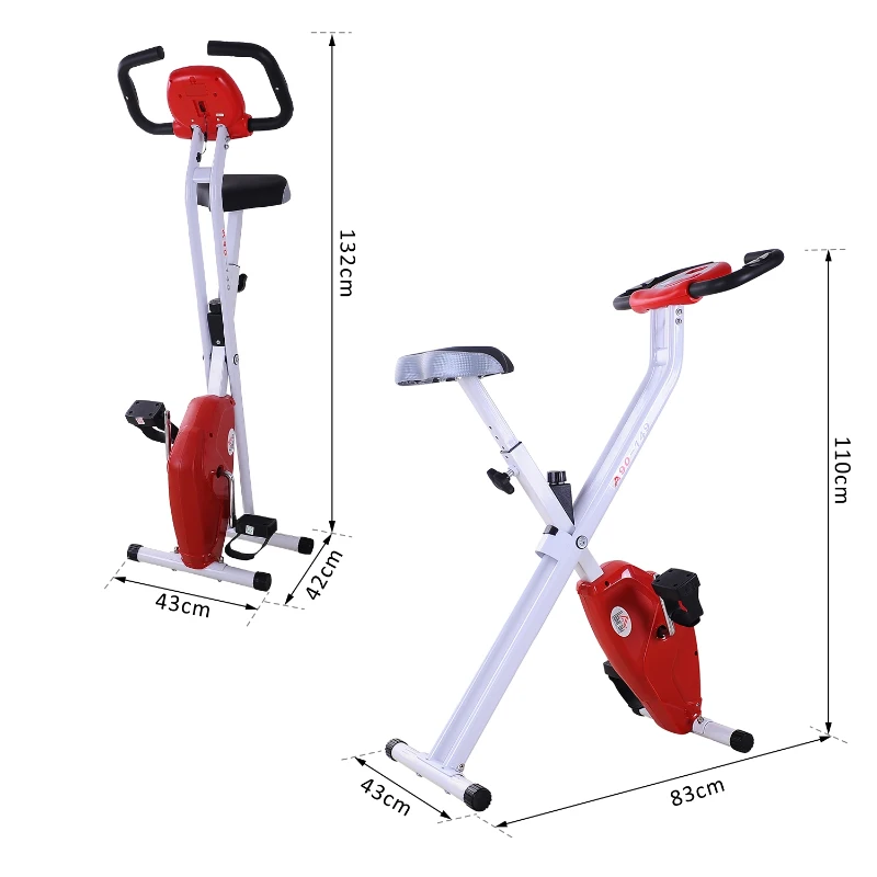 HOMCOM Manual Exercise Bike LCD Monitor Adjustable Tension Padded Seat Heart Rate Monitor w/ Pulse Secure Pedals Home Gym Exercise