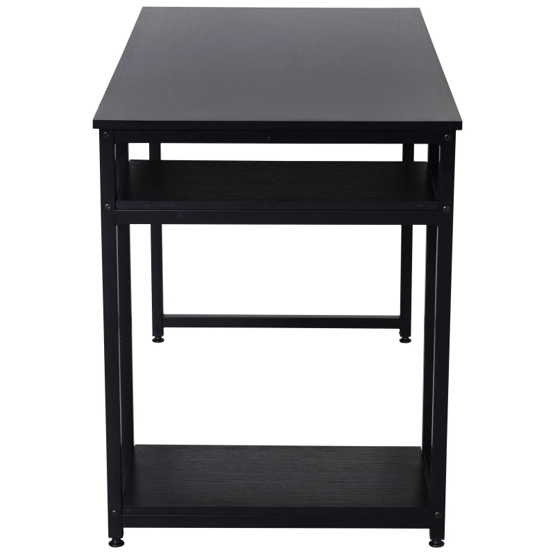 HOMCOM Two-Piece Computer Desk Moveable Corner Desk w/ Shelves Metal Frame Laminate Top Adjustable Feet Black Office Work