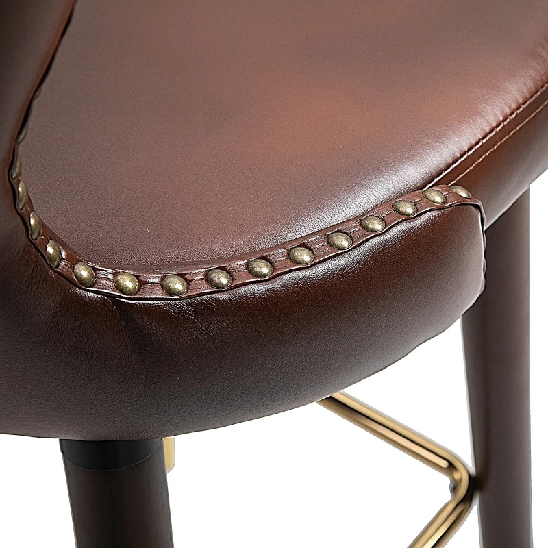 HOMCOM PU Leather Upholstered Set-of-2 Bar Chairs Brown